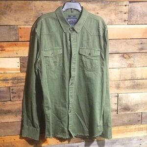 American Rag army green distressed shirt